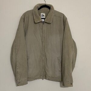 Vintage Hollister Jacket coat corduroy men XL Sherpa lined full zip comfy cream